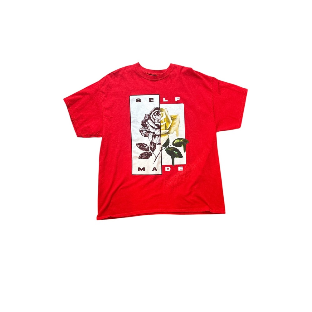 POPULAR POISON Red‎ Graphic T Shirt Rose Print Mens Size XXL Cotton